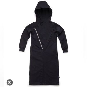 Nununu aviator black sweatshirt maxi dress girls 10-11 hooded zipper goth plain